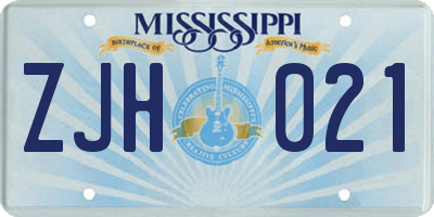 MS license plate ZJH021