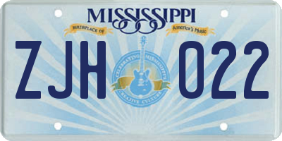 MS license plate ZJH022