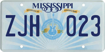 MS license plate ZJH023