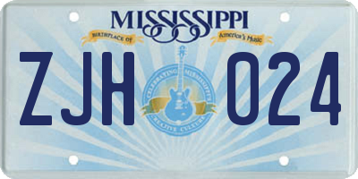MS license plate ZJH024