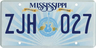 MS license plate ZJH027