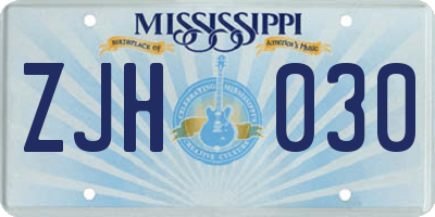 MS license plate ZJH030