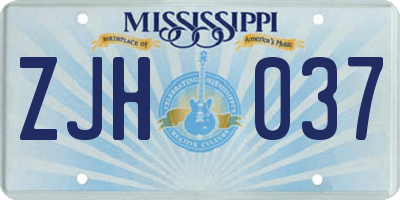 MS license plate ZJH037
