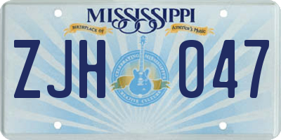 MS license plate ZJH047