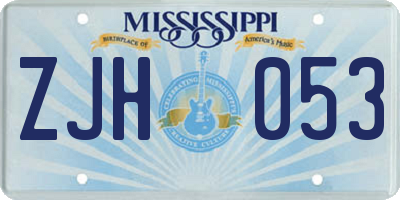 MS license plate ZJH053