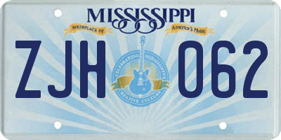 MS license plate ZJH062