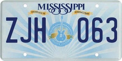 MS license plate ZJH063
