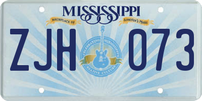 MS license plate ZJH073