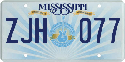 MS license plate ZJH077