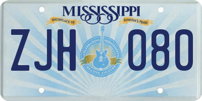 MS license plate ZJH080