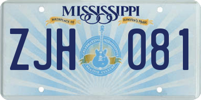 MS license plate ZJH081