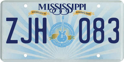 MS license plate ZJH083