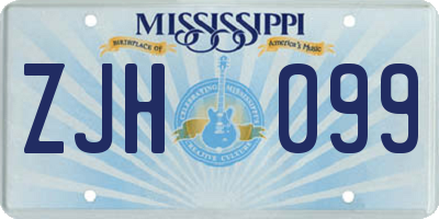 MS license plate ZJH099