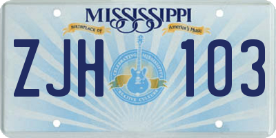 MS license plate ZJH103