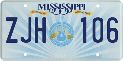 MS license plate ZJH106