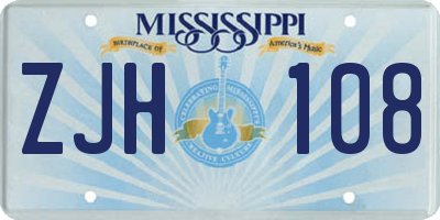 MS license plate ZJH108