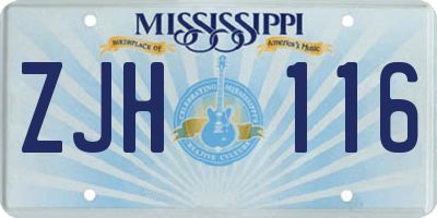 MS license plate ZJH116
