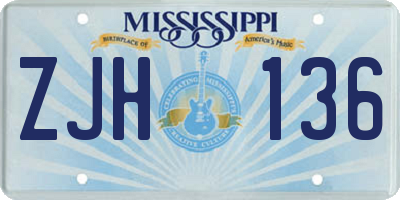 MS license plate ZJH136
