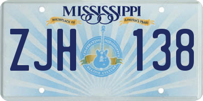 MS license plate ZJH138