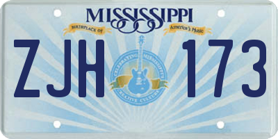 MS license plate ZJH173