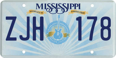 MS license plate ZJH178
