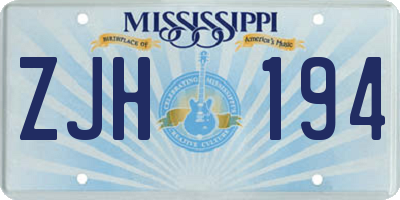 MS license plate ZJH194