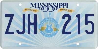 MS license plate ZJH215