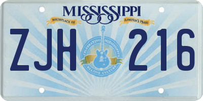 MS license plate ZJH216
