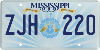 MS license plate ZJH220