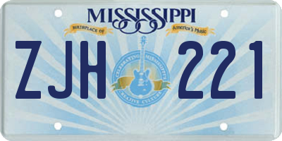 MS license plate ZJH221
