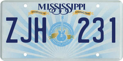 MS license plate ZJH231