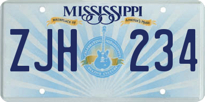 MS license plate ZJH234
