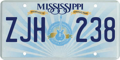 MS license plate ZJH238