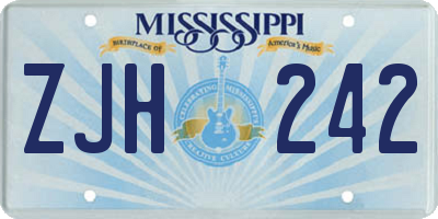 MS license plate ZJH242