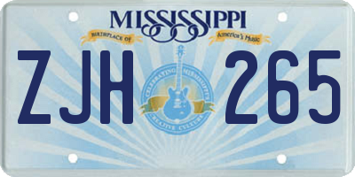 MS license plate ZJH265
