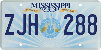 MS license plate ZJH288