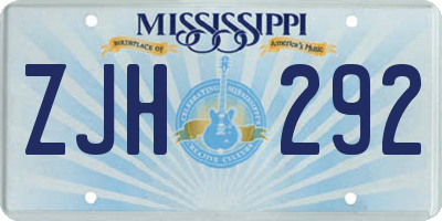MS license plate ZJH292