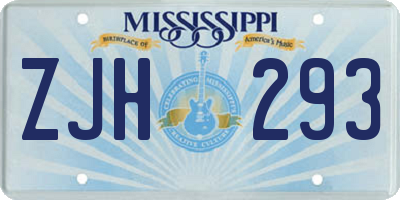 MS license plate ZJH293