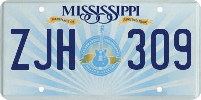 MS license plate ZJH309