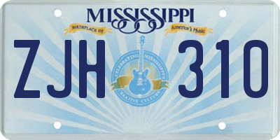 MS license plate ZJH310
