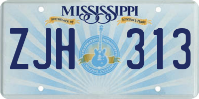 MS license plate ZJH313