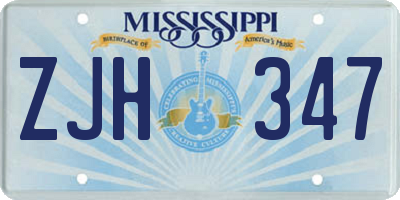 MS license plate ZJH347