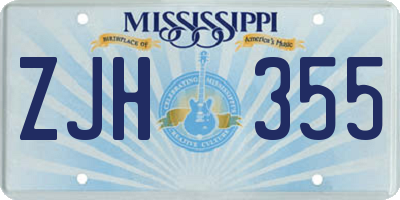 MS license plate ZJH355