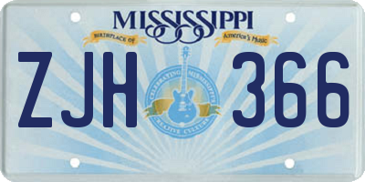 MS license plate ZJH366