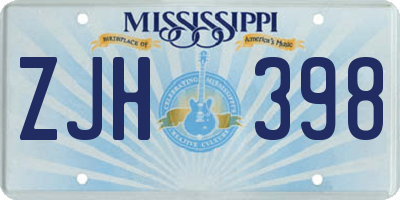 MS license plate ZJH398