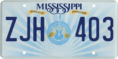 MS license plate ZJH403