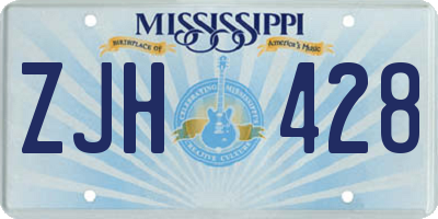 MS license plate ZJH428