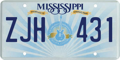 MS license plate ZJH431