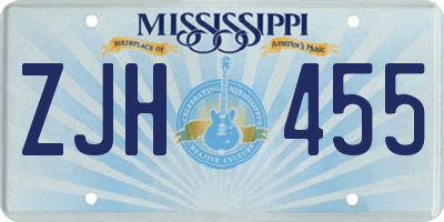 MS license plate ZJH455