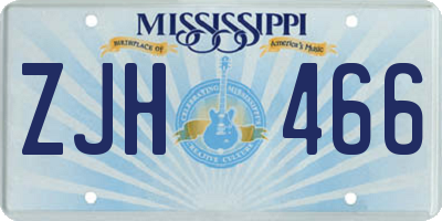 MS license plate ZJH466